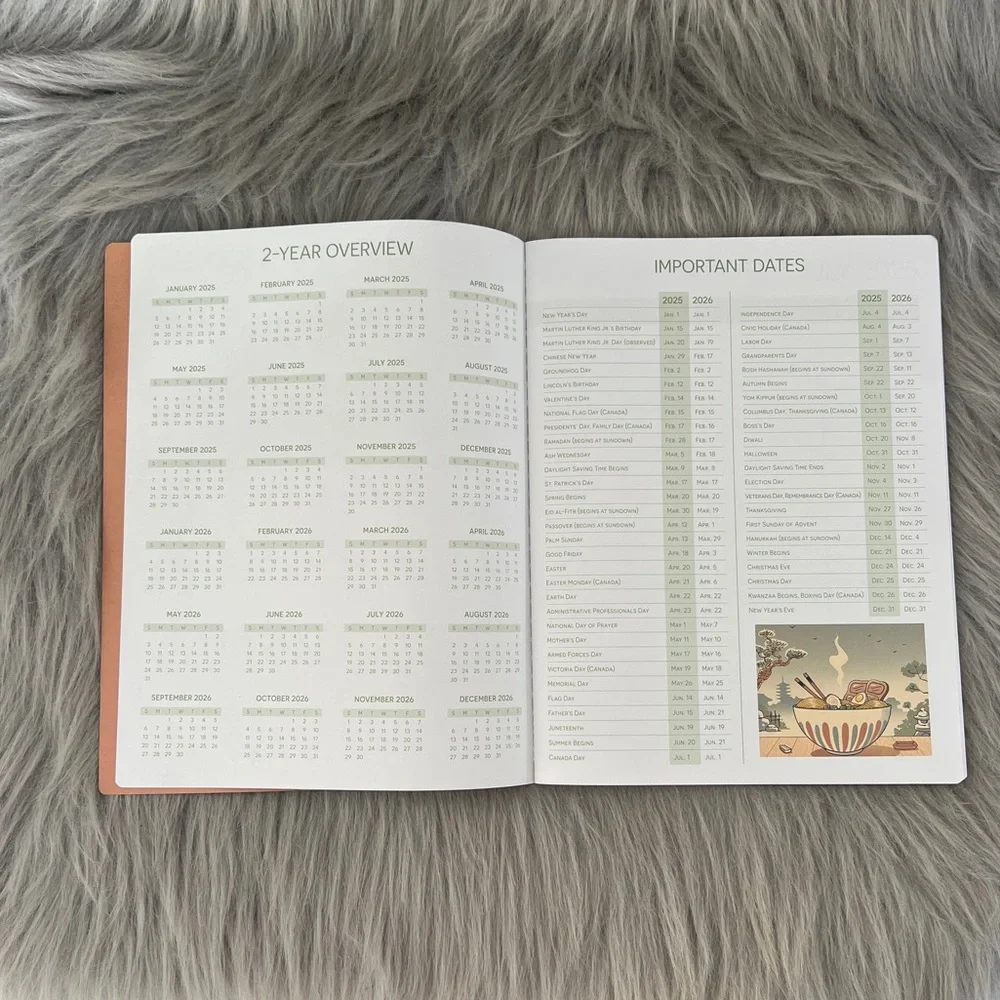 Cat and Ramen 18-Month Planner with inner pocket. NWT